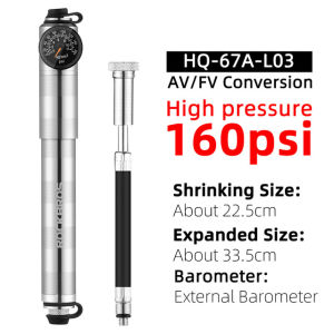 【Giao hàng địa phương】ROCKBROS Bơm Xe Đạp xách tay 80-160 PSI Hợp kim nhôm với đồng hồ đo áp suất Inflator van Presta tay máy bơm hơi nhở núi AV/FV xe đạp xe đạp đường trường accessosries