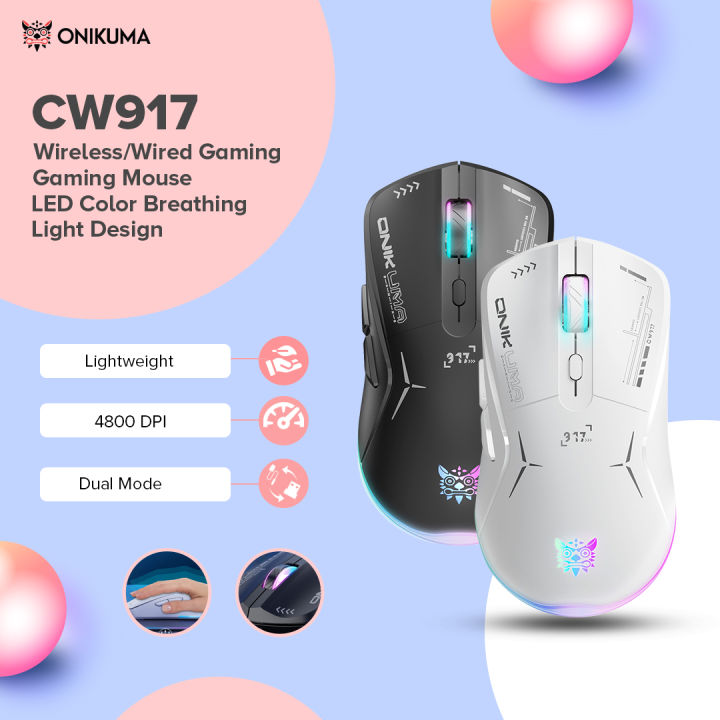 Onikuma CW917 Wireless Gaming Mouse Game USB Gaming Mouse LED Color