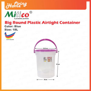 Big Round Transparent Plastic Airtight Container With Handle Mitico Container Color Red Blue Purple Size 18 22 27 Liter
