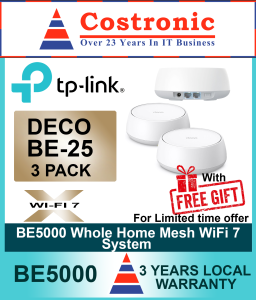 TP-Link Deco BE25 Wi-Fi 7 Whole Home Mesh Router 3-Pack Bundle - High-Speed Universal Plug 3 Years Local Warranty