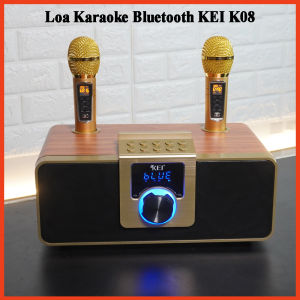 Loa Bluetooth Karaoke Mini giá rẻ Loa Hát Karaoke Công Suất Lớn Kết Nối Bluetooth 5.0  Loa Karaoke Bluetooth KEI K08 - Kèm 2 Mic Không Dây Có Màn Hình LCD - Sạc Pin Micro Trên Loa Chỉnh Bass Treble Echo Trên Micro - Bảo hành 12 tháng