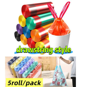 Drawstring Garbage Bag PP 50x45cm Thickened good load-bearing random color 15pcs/roll 1roll