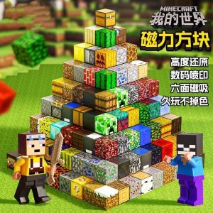 82pcs Minecraft Magnetic Block Puzzle 2cm Block Building Blocks Educational DIY Building Blocks Boy Gift