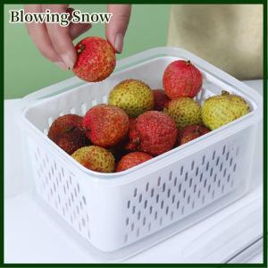 Blowing Fruits Vegetables Preservation Box Transparent Double-Layer With Drain Basket Sealed With Cover Kitchen Refrigerator Storage Box