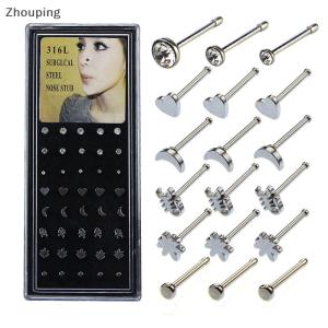 【ZP】Cute [COD] YUNZE 40Pcs Nose Rings Bone Stud Pin 20G Stainless Steel Body Jewelry