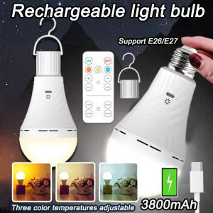 10W Light Bulb USB C Rechargeable With Remote Control Battery Powered Light Bulb E27 Touch Control Dimmable LED Bulb