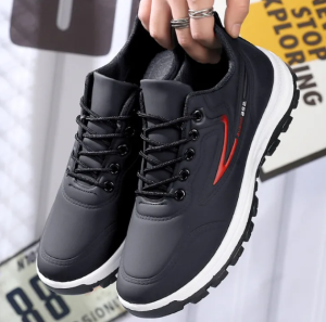 FootChic Mens Casual Shoes  Leather Waterproof Anti-Slip  Running Shoes Wear-Resistant New Fashion Hiking Shoes Breathable Leather Sneakers#916
