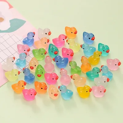 Kids Cute Luminous Duckling Toys Childrens Gifts DIY Resin Cartoon Toys Micro Novelty Toys Luminous Ornament Decoration