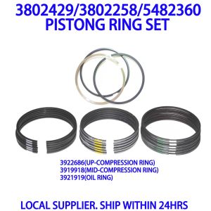 3802429 PISTON RING SET 3802258 5482360 [Pack/6 Sets Premium Quality] [LOCAL STOCK. FAST SHIPPING] EACH SET INCLUDES 3922686 3919918 3921919 FOR CUMMINS