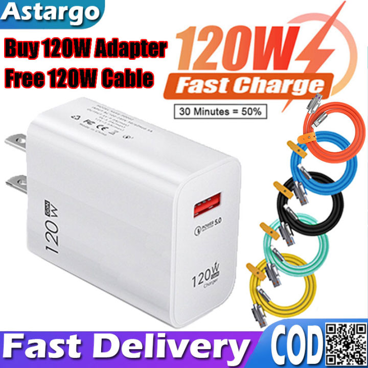 120W Fast Charger Set Quick Charge QC 5.0 Power Adapter With 120w 6A