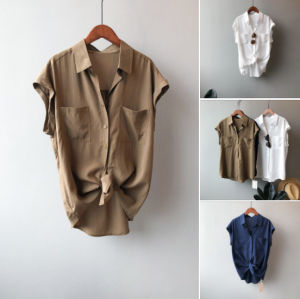 Áo sơ mi nữ tay ngắn trẻ trung form rộng bigsize chất liệu vải Đũi mềm mát thấm mồ hôi NeSa Shop SMH.33