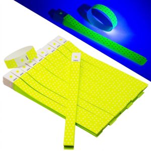 YESMILE 100PCS Chống thấm nước Vòng đeo tay dùng một lần Giấy tổng hợp Phát quang Vòng đeo tay phát sáng cho tiệc tùng Thân thiện với da Dùng một lần Vòng tay an toàn cho khách tham quan Dành cho các buổi hòa nhạc