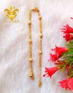 Gelang Kaki Wanita Variasi Bola & Lampion Lapis Emas 18K