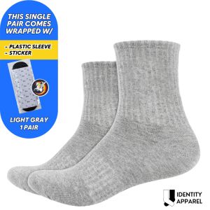 Mid Cut Quarter Length Basic Cotton Socks w/ Garterized Ribbing and Arch Support