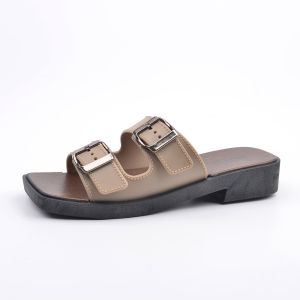 Flat Sandals For Women Korean Double Buckle Open-Toe Non-Slip Fashion Casual Slipper