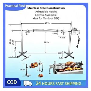 BBQ Grill Roaster Electric Motor BBQ Spit Rotisserie Stainless Steel Outdoor Barbecue Accessories For Goat Pig Chicken