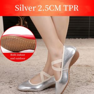 Square Dance Girl Soft Sole Genuine Leather Adult Low Heel Flat Heel Social Dance Cow Muscle Sole Dance Shoes