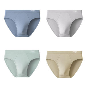 4PCS Cotton Panties for Men Middle Waist Briefs Breathable Stretchy Underpants L-3XL