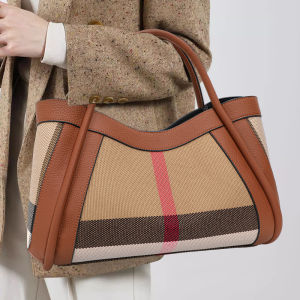Aidrani   New Checkered Womens Handbag 2024 Premium Canvas with Cowhide Mother and Child Bag