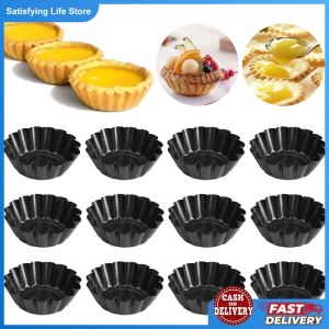 Stainless Steel Cupcake Egg Tart Mold / Non-Stick Tart Flan Pan Round Lace Egg Tart Mold / Reusable Tartlet Moulds Kitchen Tool/ Pie Baking Cups Cake Cookie Mould