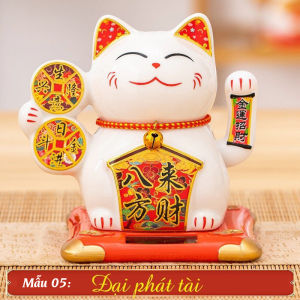 Mèo Thần Tài Vẫy Tay Năng Lượng Mặt Trời Phát Tài Phát Lộc Gốm Sứ Cao Cấp Decor Decor Phòng Trang Trí Nhà