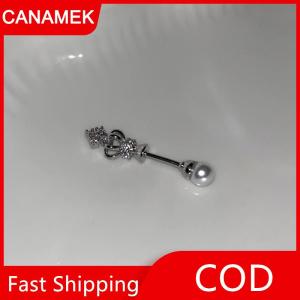 【CANAMEK】 1pcs Vương Miện Ngọc Trai thép titan xoắn ốc tai xương móng tay thời trang Y2K Bông tai cho phụ nữ tai  đồ trang sức quà tặng