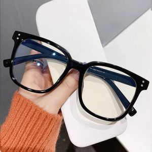 Korean fashion square frame myopia glasses ultra light gradient color anti-blue glasses for women men graded glasses
