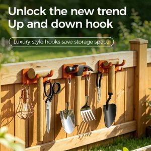 BETTERFORM Wall Mounted Garden Tool Holder Multifunctional No Drill Tool Storage Hook Space Saving Wall Tool Rack Garage Organization