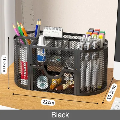 Pen Holder Desktop Rack Office Desk Stationery Organizer Metal Mesh Pencil Storage Box Multipurpose Table Rak