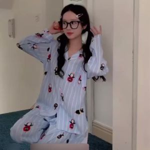 Womens Pajama Set - Cute Cartoon Printed Soft Loose Versatile Loungewear