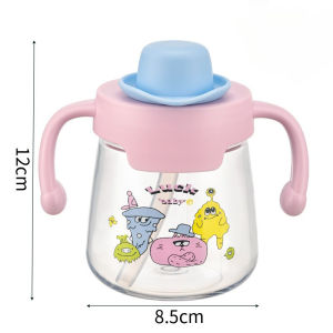 Baby Training Cup with Straw Leak Proof Drinking Bottle Anti Drop Sippy Cup Dual Handles Portable Water Bottle