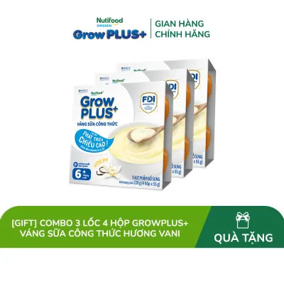 [Gift] Combo 3 Lốc 4 hộp GrowPLUS+ Váng sữa công thức Cao lớn vượt trội Vani