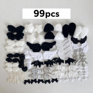 YESMILE 99pcs/set Ruy băng ren Bộ Trang Trí Túi Ita Làm thủ công Tự làm Bộ phụ kiện Wing Bow Heart Kawaii Đồ chơi nhồi bông Bộ dụng cụ trang trí bìa thẻ Trang trí túi Ita