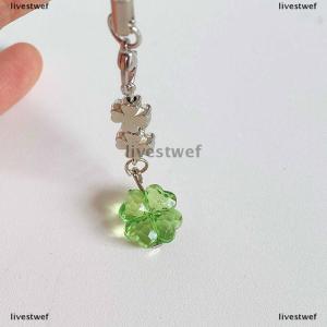 [COD] livestwef Handmade Beaded Phone Chain Four Leaf Clovers Cellphone Charm Colorful Keyring CCD Decorative Pendant Cellphone Charm Accessory
