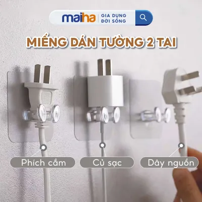Móc Dán Treo Phích Cắm Ổ Cắm Dây Nguồn Kẹp Dây Điện Điện Thoại Quấn Dây Tai Nghe 2 Tai Dán Đa Năng Siêu Chắc Maiha