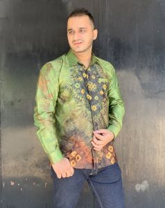 KEMEJA VELVET SYAKIRA LENGAN PANJANG MOTIF JUMPUTAN HANDMADE PALEMBANG