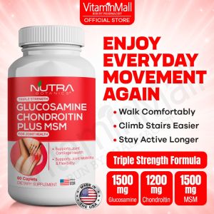 [Twin Pack] Nutra Botanics Triple Strength Glucosamine Chondroitin & MSM - Knee & Joint Support Supplement (2 Bottles)