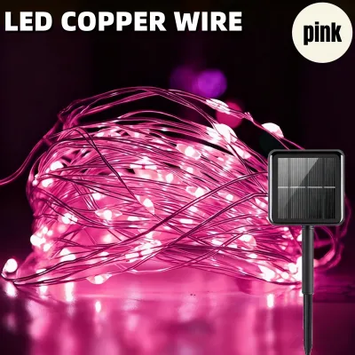 String lights outdoor solar fairy lights with battery waterproof power led copper wire 8 modes with solar panel for bedroom balcony patio garden camping christmas party wedding decorative ambient lights