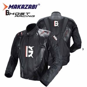 GHOST RACING Black Motorcycle Men Jacket Leather Motocross Jacket Armor Summer Cycling Protective Jacket Waterproof Moto Clothes