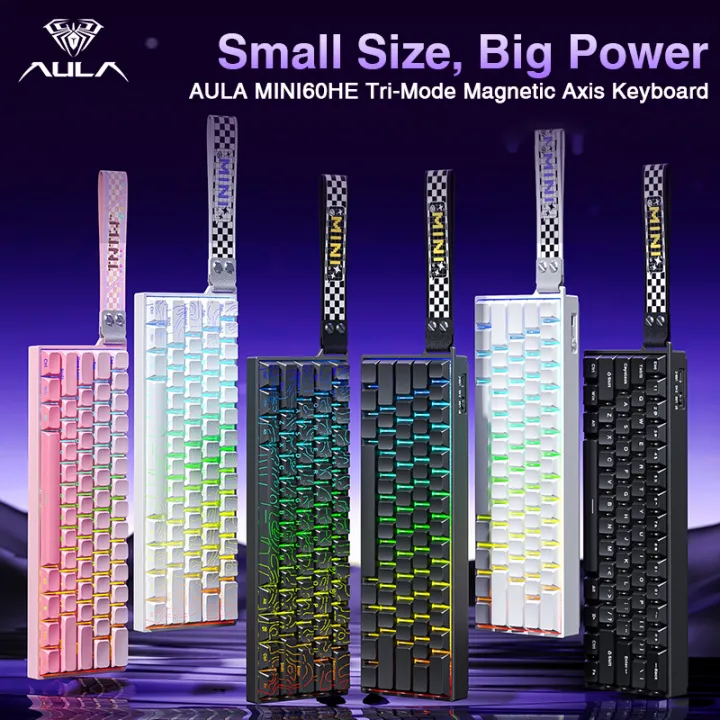 Aula Mini 60he tri-chế độ RT Bàn phím 0.01mm RT đèn nền RGB hot ...