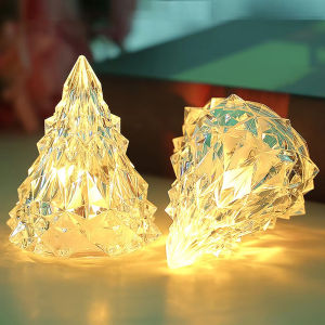 LED Crystal Night Light Christmas Tree Shape Table Lamp Home Garden Party Wedding Festival Atmosphere Light
