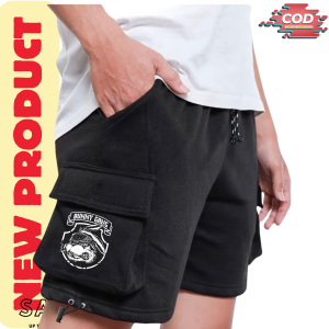 Celana Pendek Cargo Bahan Fleece Tebal Warna Hitam Celana carggo pria wanita size M L XL XXL Santai