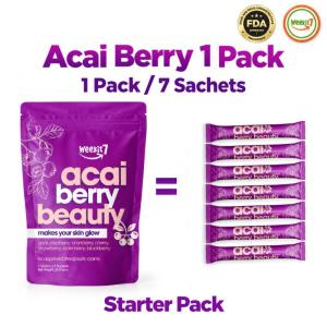 Acai Berry Powder - Antioxidant-Rich Nutritional Booster | Drinks Acai Berry Beauty Powder Beauty Drink Rich in Anthocyanins Fiber Healthy Skin 7 Sachets 巴西莓美容粉美容饮料