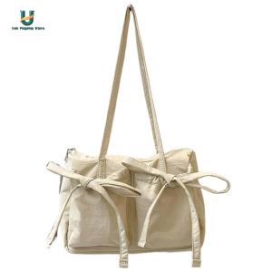 Womens Large Capacity Tote Bag with Bow for Daily Commutes and Outdoor Activities in Trendy Style[Ueb Flagship Store]