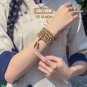 Vòng trầm 108 hạt phối đá màu theo mệnh Kim Mộc Thủy Hỏa Thổ nhà Sơn Mộc Hương