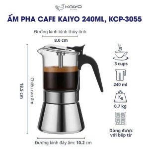 Ấm pha cafe Kaiyo Nhật Bản size 160ml 240ml đạt tiêu chuẩn LFGB về độ an toàn theo tiêu chuẩn Đức và EU sx TQ
