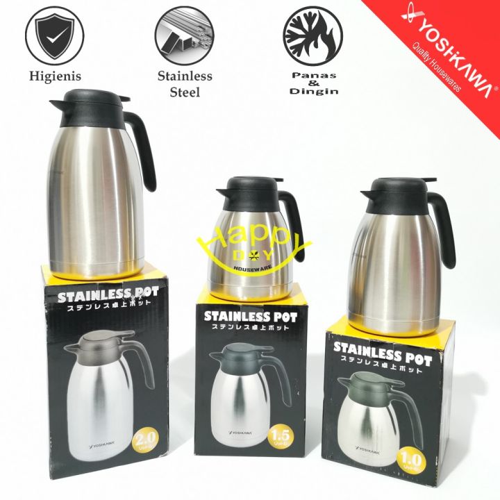 YOSHIKAWA THERMOS KETTLE HOT&COOL STAINLESS STEEL 1L2L Lazada Indonesia