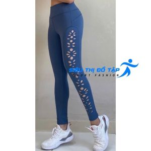 Quần Legging Họa Tiết Hoa Cắt Laze Thích Hợp Tập Gym Yoga Chất Thun Co Giãn 4 Chiều Cao Cấp