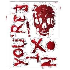 YESMILE Họa tiết đầu lâu Nhãn dán trang trí Halloween Dấu tay và dấu chân dính máu Nhiều màu sắc Decal dán cửa sổ Halloween Rùng rợn Đồ trang trí cảnh Decal dán tĩnh điện Tiệc Halloween
