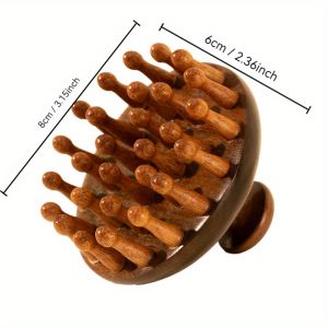 1pc Multifunctional Sandalwood Round Plate Massage Comb Scalp Meridian Unclogging Artifact Hair Care Health Comb Suitable for All Hair Types